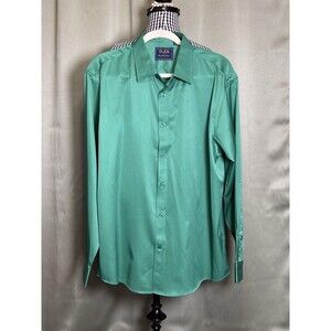 Mens Luxury Collection J.Ver Flex Dress Shirt Mens Sz XL Green Classic Italian